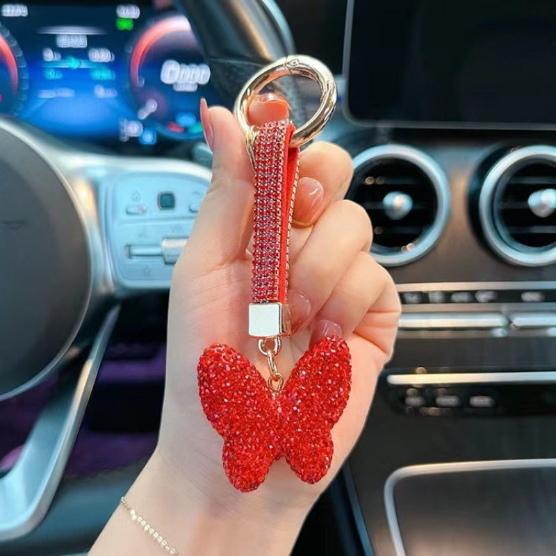 Wholesale Full Diamond Butterfly Set Diamond Ring Car Keychains